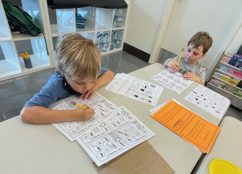 Two students working on homework